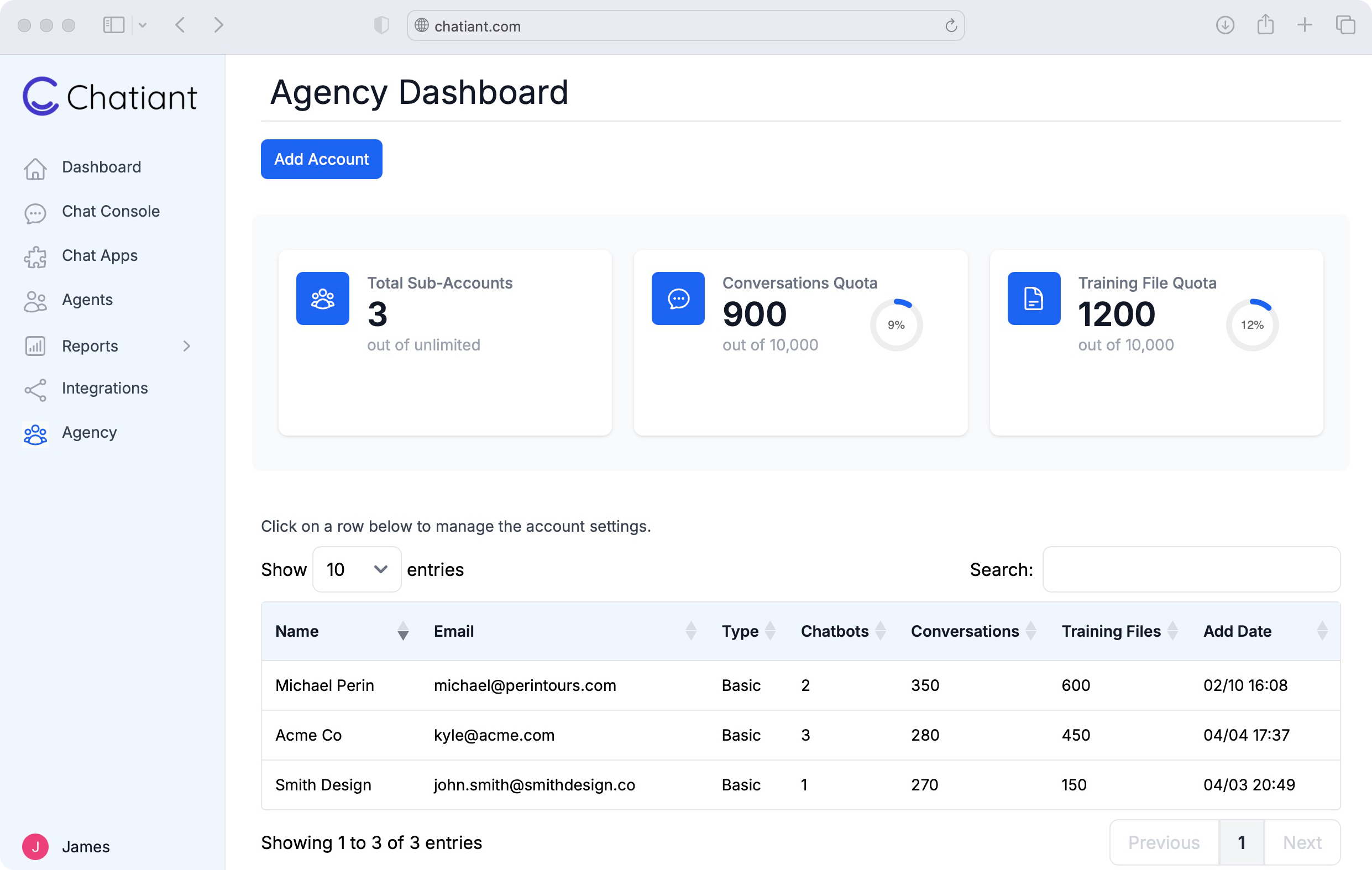 AI Chatbot Agency Dashboard